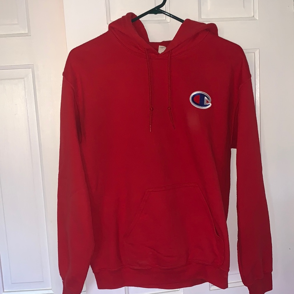 Red champion hoodie